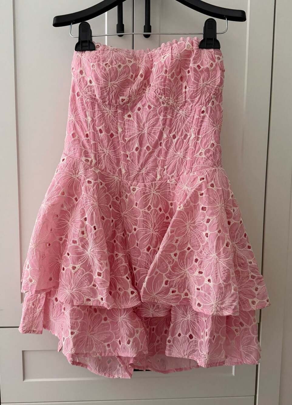 Pink Lily Paris Muse Gathered Bust Embroidered Romper Pink Size M